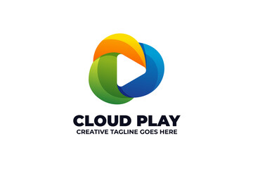 Abstract Play Button Multimedia Logo