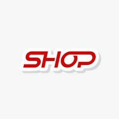 Shop word sticker icon isolated on white background