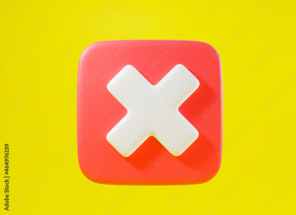 Aufkleber red cross mark symbols icon element. symbol no or x shape button for correct sign in square not appr