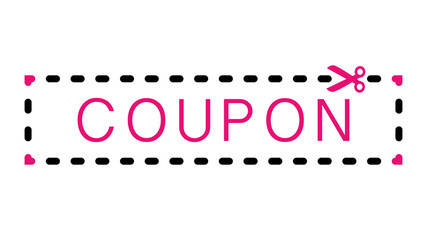 Coupon illustration with heart shapes placed in the corners in pink color