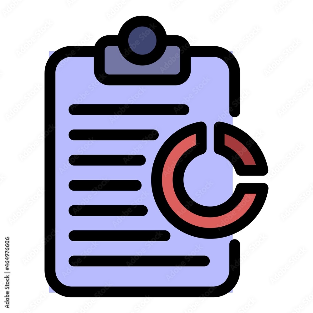 Poster pie chart summary icon. outline pie chart summary vector icon color flat isolated