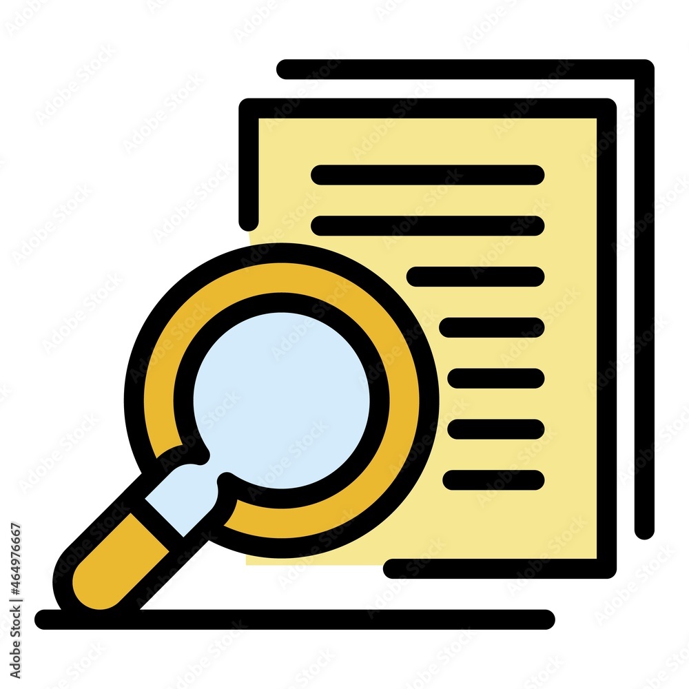Poster audit magnifier icon. outline audit magnifier vector icon color flat isolated