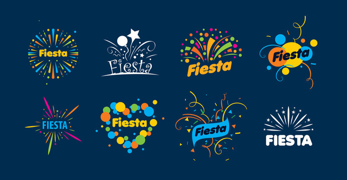 A set of vector logos with fireworks