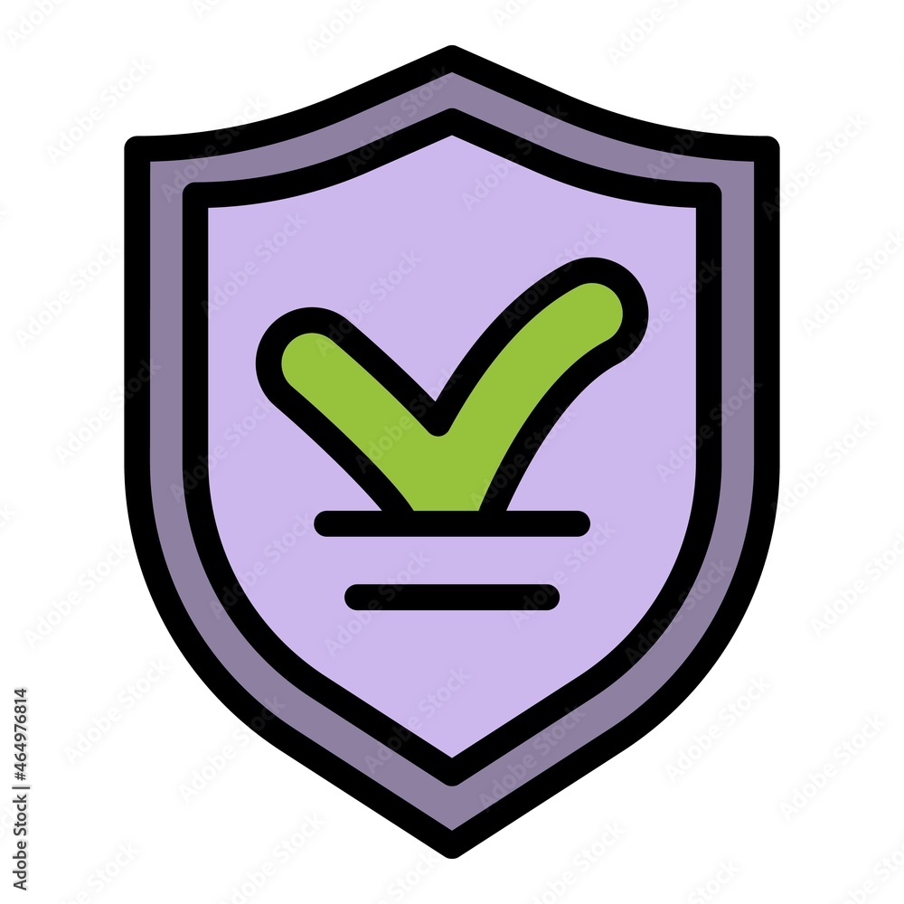 Wall mural Protected shield audit icon. Outline protected shield audit vector icon color flat isolated