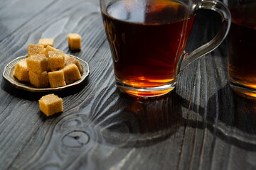 Invitation to a pleasant conversation over tea with cane sugar