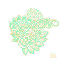 Paisley Vector Pattern. Floral Isolated Asian Illustration