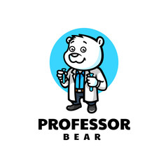 Vector Logo Illustration Professor Mascot Cartoon Style.
