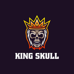 Vector Logo Illustration King Skull Simple Mascot Style.