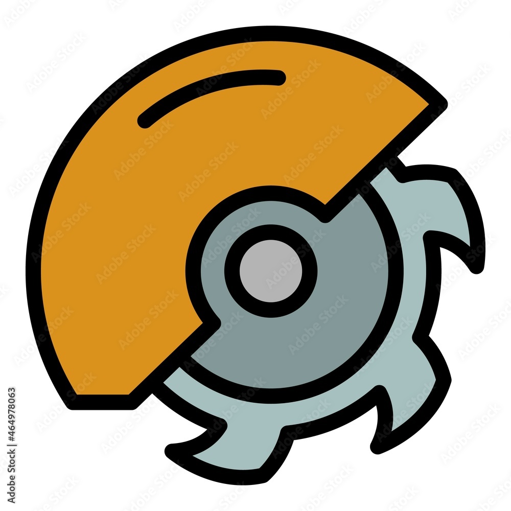 Poster protected circular saw icon. outline protected circular saw vector icon color flat isolated