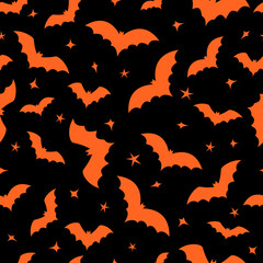 Halloween themed bats and star shapes Pattern - 464978031