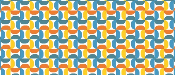 geometric pattern ancient blue and orange color shapes on white background design
