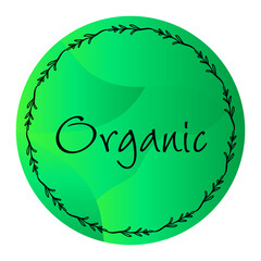 Vector illustration for organic goods concept. Eco product label. Modern illustration with gradient and hand drawing plants .