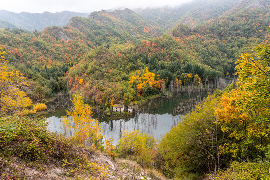 Corniolo Lake in Autumn, Italy