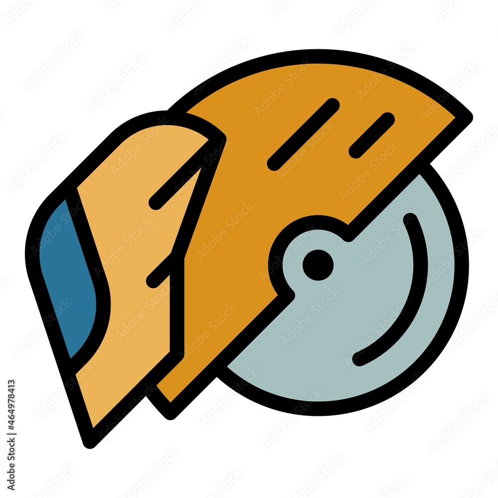 Poster circular saw tool icon. outline circular saw tool vector icon color flat isolated