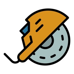 Rotary circular saw icon. Outline rotary circular saw vector icon color flat isolated