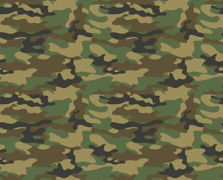 
Army camouflage background, vector shape texture, forest pattern.