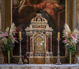 Old altar in ancient church in Istria Croatia