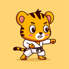 Tiger Karate Cartoon Illustration © yellowline