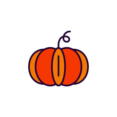 Autumn pumpkin. Harvest and Thanksgiving symbols. Pixel perfect, editable stroke colorful line art icon