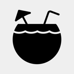 Coconut icon vector illustration in solid style about summer, use for website mobile app presentation