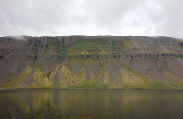 Obraz premium Fjord in iceland, stormy wather in the summer
