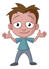 Happy Man With Arms Raised Cartoon