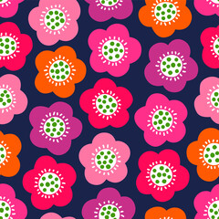 Cute hand drawn floral seamless pattern background.