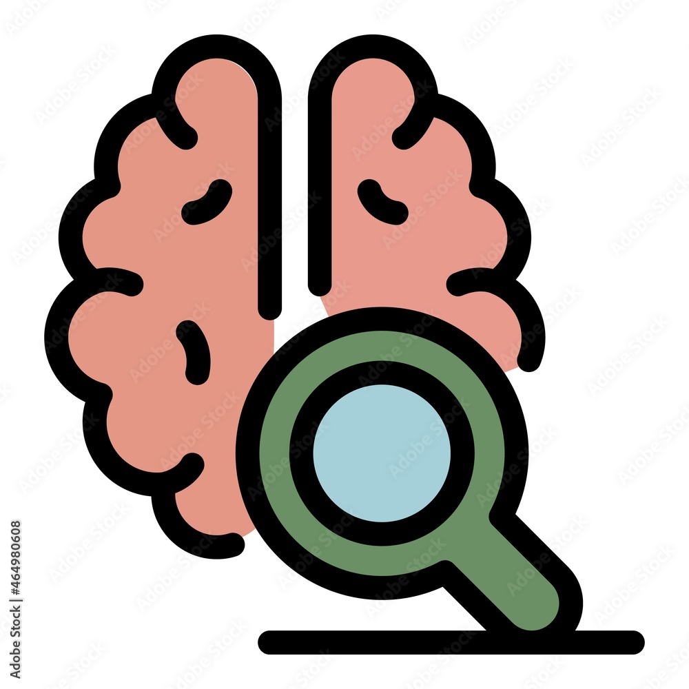 Poster brain emotion icon. outline brain emotion vector icon color flat isolated