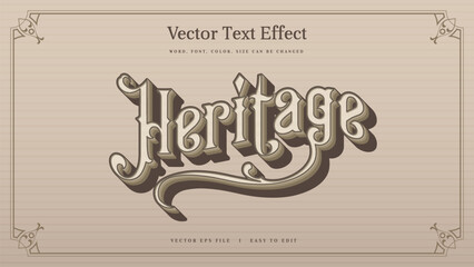 Heritage Retro vintage text effect editable - obrazy, fototapety, plakaty
