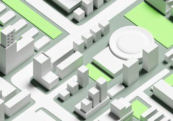 Urban background. Three-dimensional city map top view. Abstract city map 3d. Visualization of city...