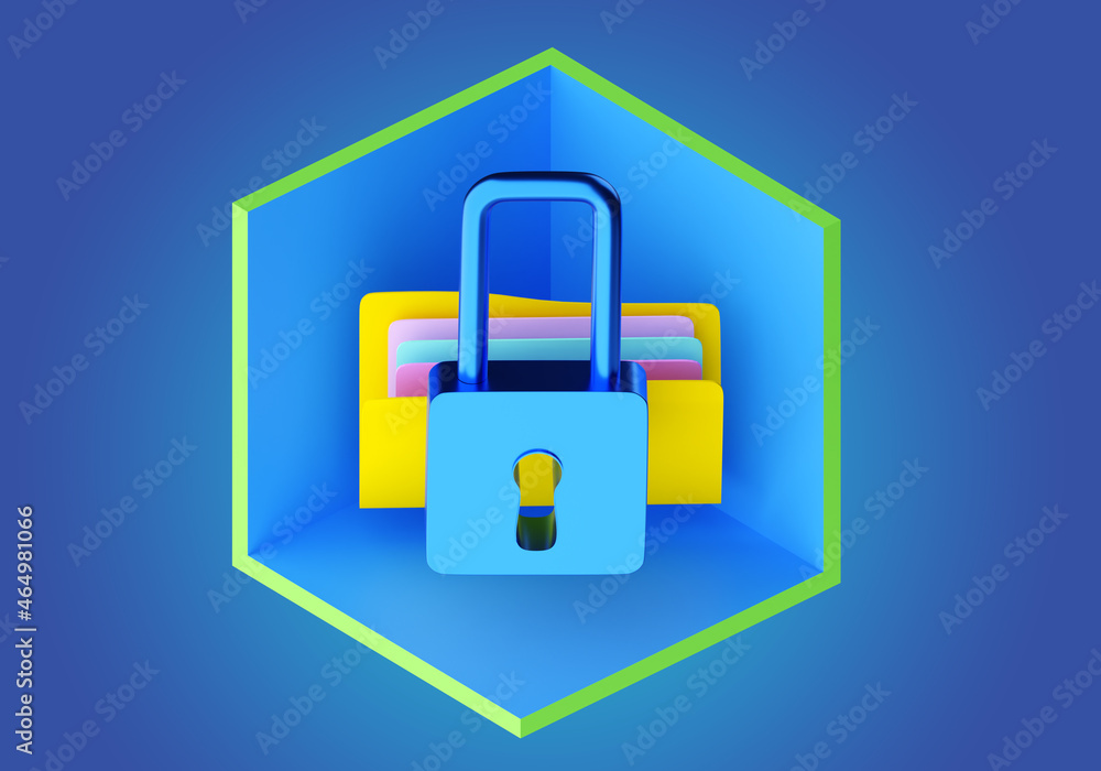 Poster personal data protection concept. storage business information. protection digital data warehouses. 