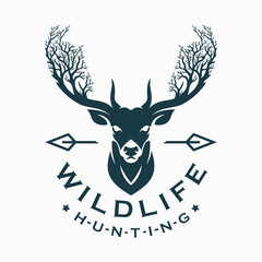 deer head illustration logo