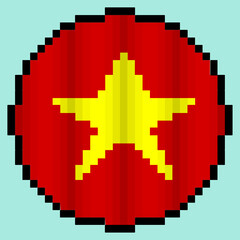 Vietnam flag flapping in circle (Pixelated)