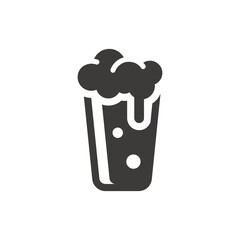 Beer glass with foam and bubbles icon. Pint black vector symbol.