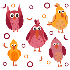 Fototapeta premium set of cute cartoon colored birds in hand drawn style vector illustration. lovely baby pictures for decor