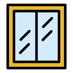 Apartment window icon. Outline apartment window vector icon color flat isolated