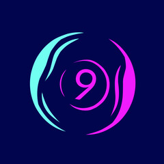 Obraz premium Billiard pop art logo. Pool ball colorful design with dark background. Abstract vector illustration