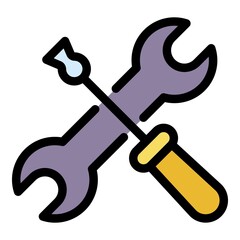 Wrench construction icon. Outline wrench construction vector icon color flat isolated