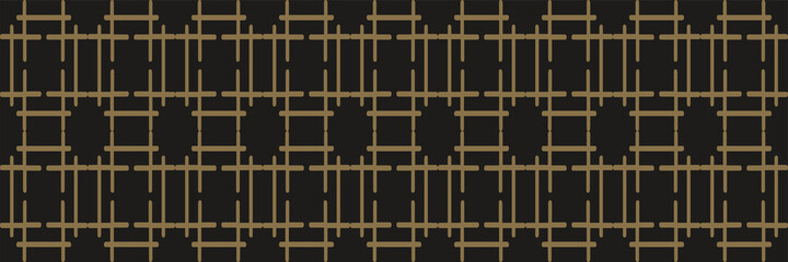Naklejka premium Abstract background pattern with golden geometric linear elements on black background. Seamless background for wallpaper, textures. Vector illustration.