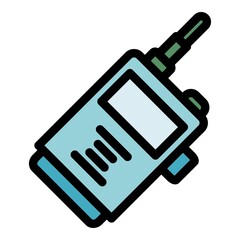 Police walkie talkie icon. Outline police walkie talkie vector icon color flat isolated