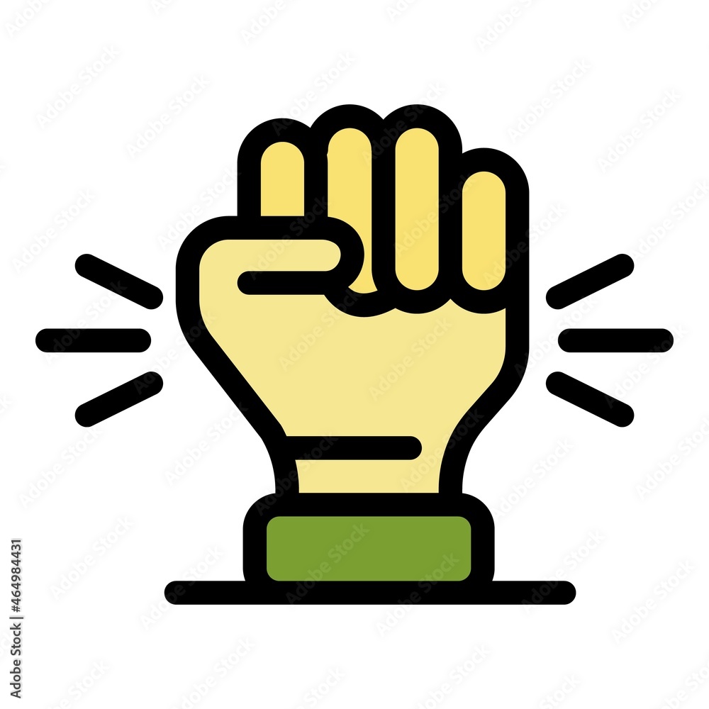Poster responsibility fist icon. outline responsibility fist vector icon color flat isolated