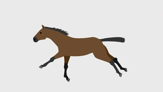 走る馬のイラストのループアニメーション（4K解像度、背景透過）
