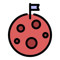 Moon exploration icon. Outline moon exploration vector icon color flat isolated