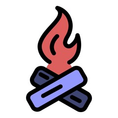 Campfire icon. Outline campfire vector icon color flat isolated