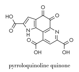 Pyrroloquinoline quinone (PQQ) redox cofactor molecule. Skeletal formula.
