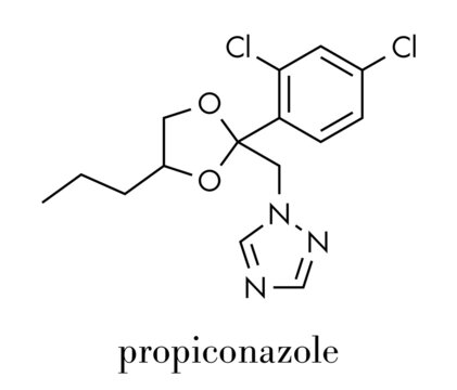 Propiconazole antifungal molecule (triazole class). Skeletal formula.