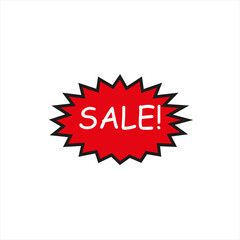 A red badge on a white background with the inscription Sale. Vector illustration.