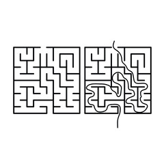Vector Square Maze - Labyrinth with Included Solution in Balck & Red. Funny & Educational Mind Game for Coordination, Problems Solving, Decision Making Skills Test.