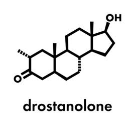 Drostanolone anabolic steroid molecule. Skeletal formula.