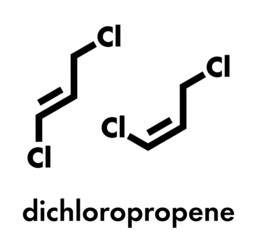 1,3-dichloropropene (dichloropropene) pesticide molecule. Skeletal formula.